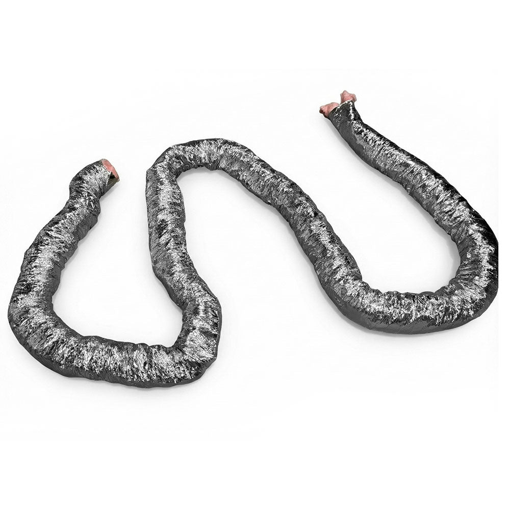 Insulated flex duct section, gray foil insulation, with end tabs