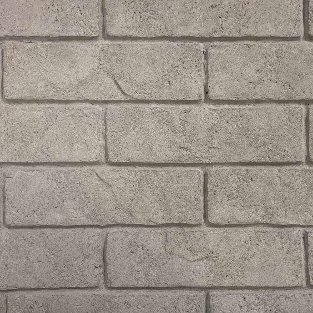 Greystone stacked ceramic liner kit, light gray brick-pattern tiles