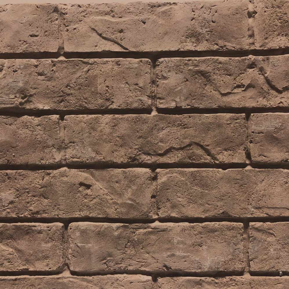 Brown stacked ceramic liner tiles with square brick pattern