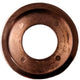 Brass-toned floor plate ring with round cutout and four mounting holes
