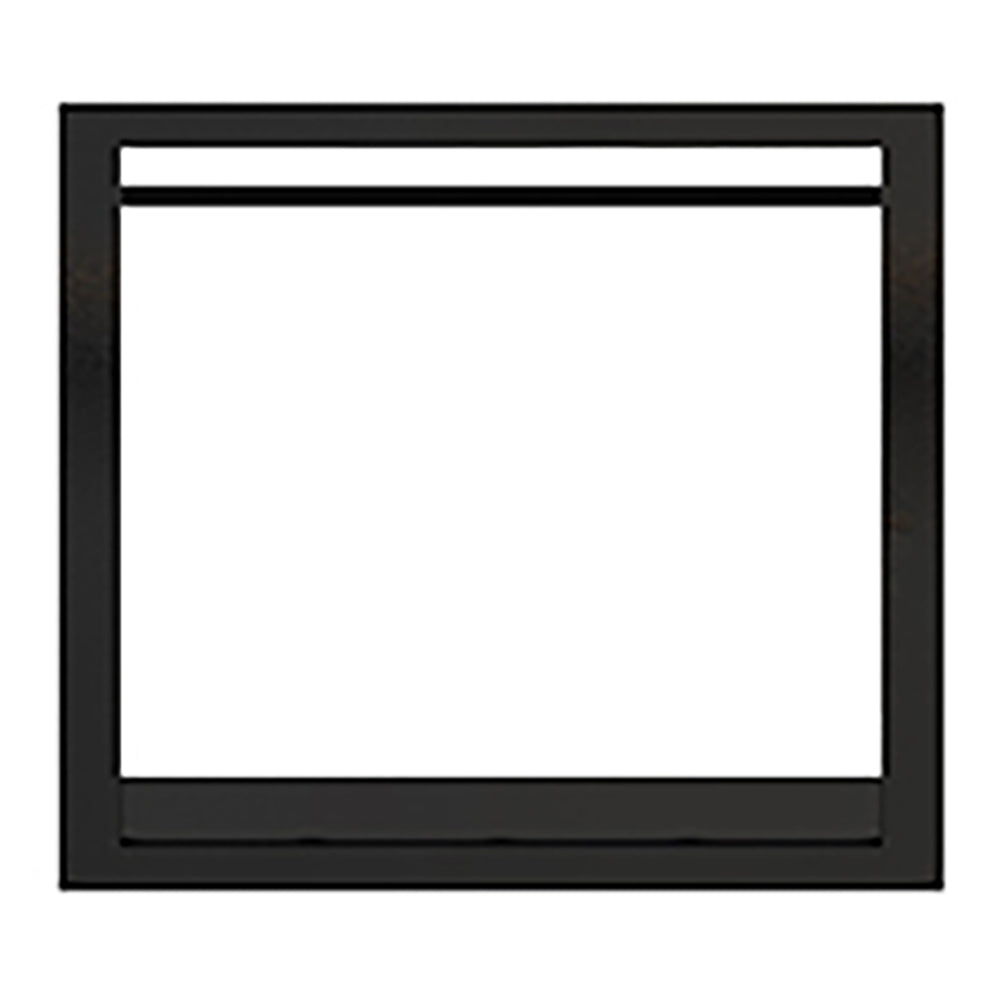Black front facade with rectangular glass opening for 35-inch direct vent gas fireplace