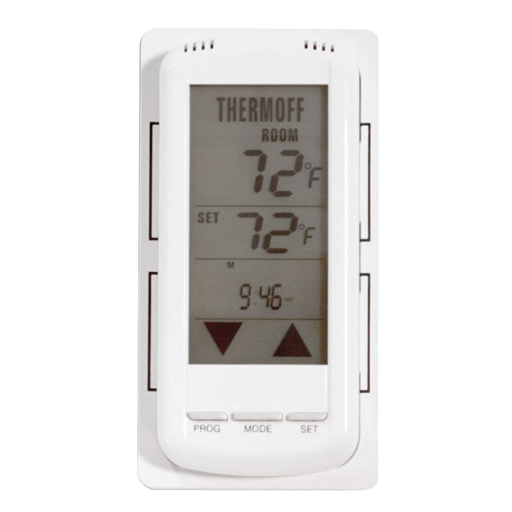 White programmable touchscreen remote control with display and touch buttons