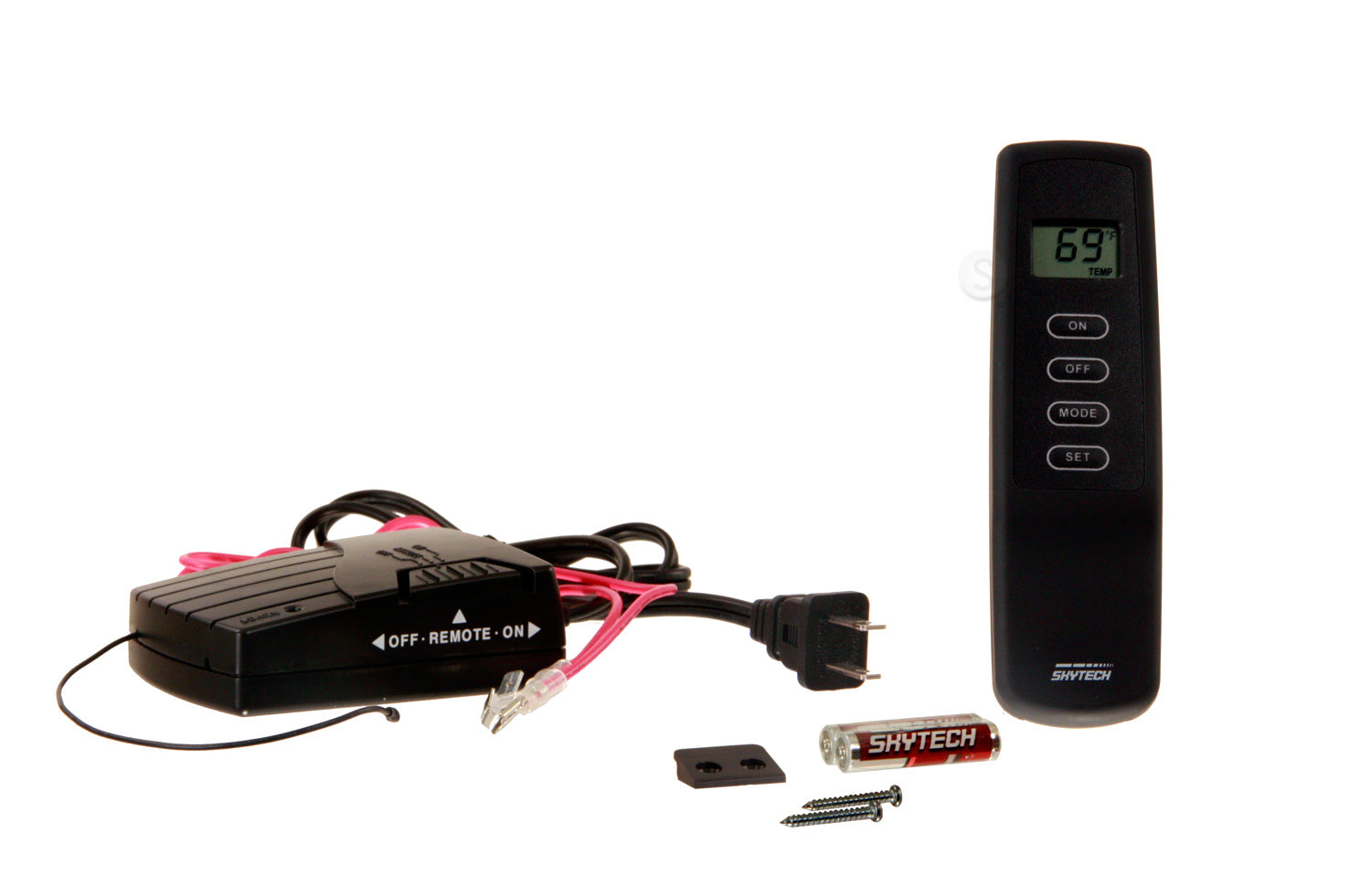 Black wireless on/off remote control with display and matching 110V receiver kit