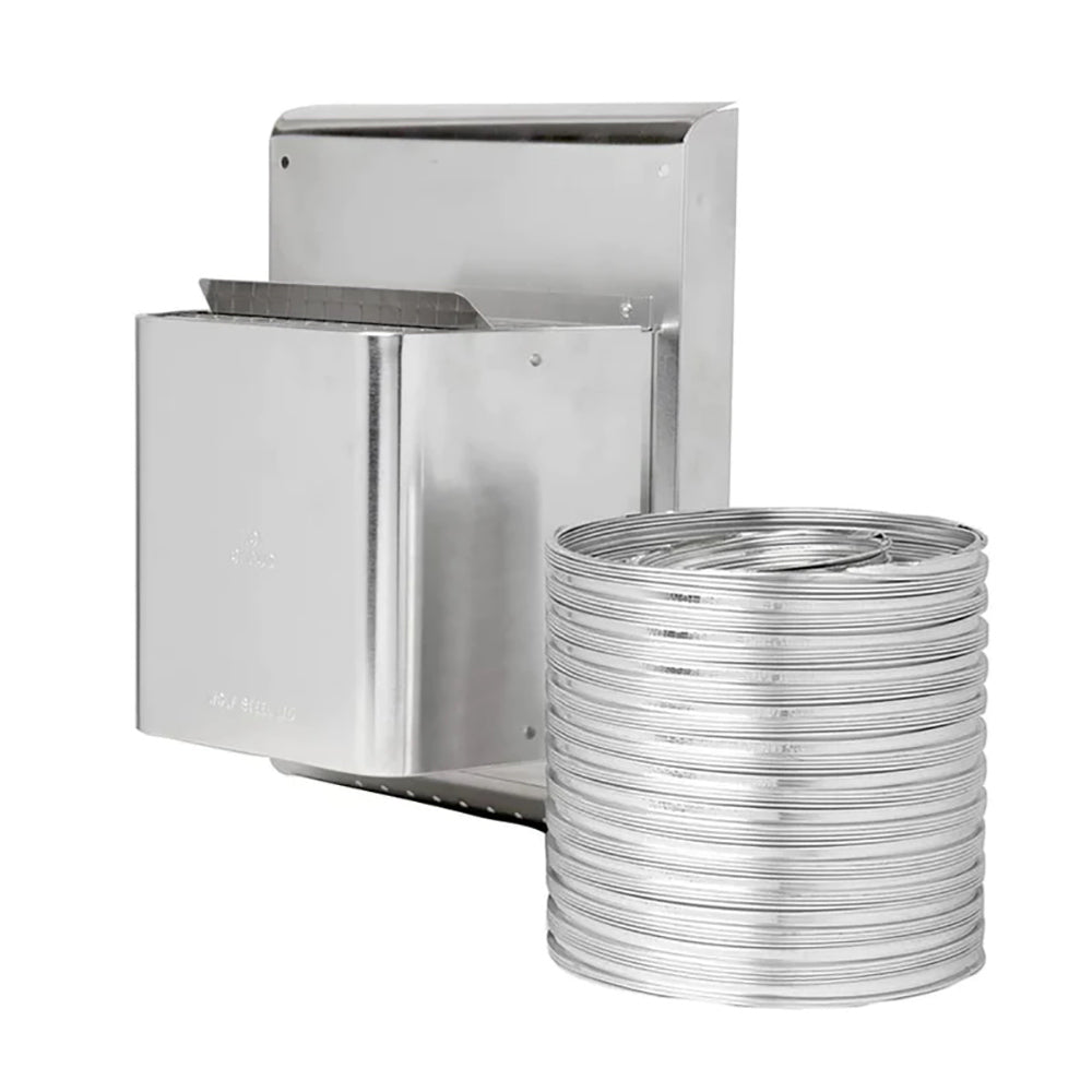 5x8-inch horizontal rear vent kit with metal box and flexible silver duct