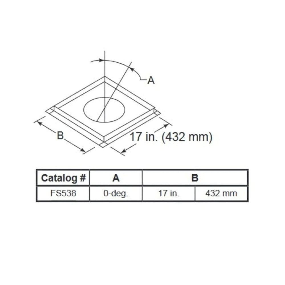 Flat firestop spacer diagram, 17 in. (432 mm) square, o-deg catalog FS538