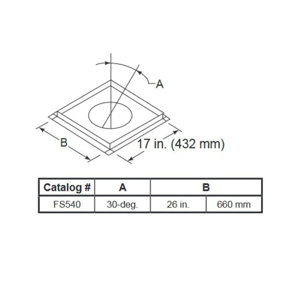 Firestop spacer layout with circular opening and 17 in. (432 mm) dimension
