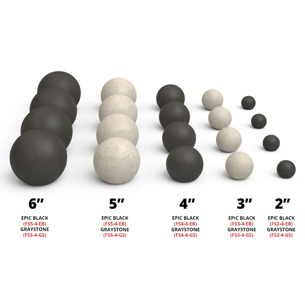 Fire pit sphere set with mixed sizes, dark and light gray