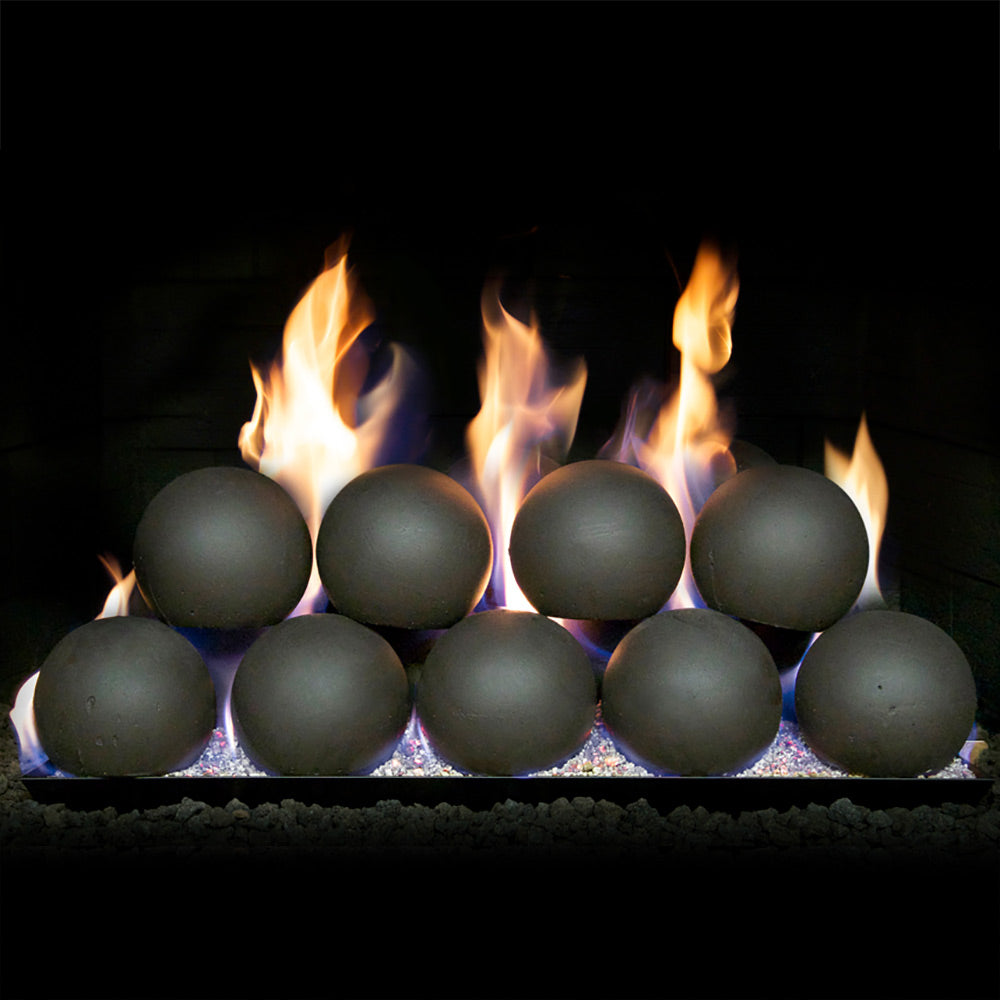 4-piece set of matte black fire pit spheres
