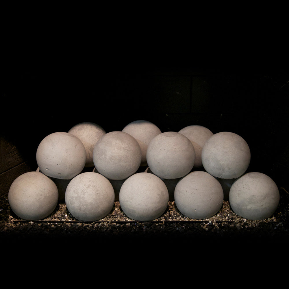 4-piece set of textured gray fire pit spheres