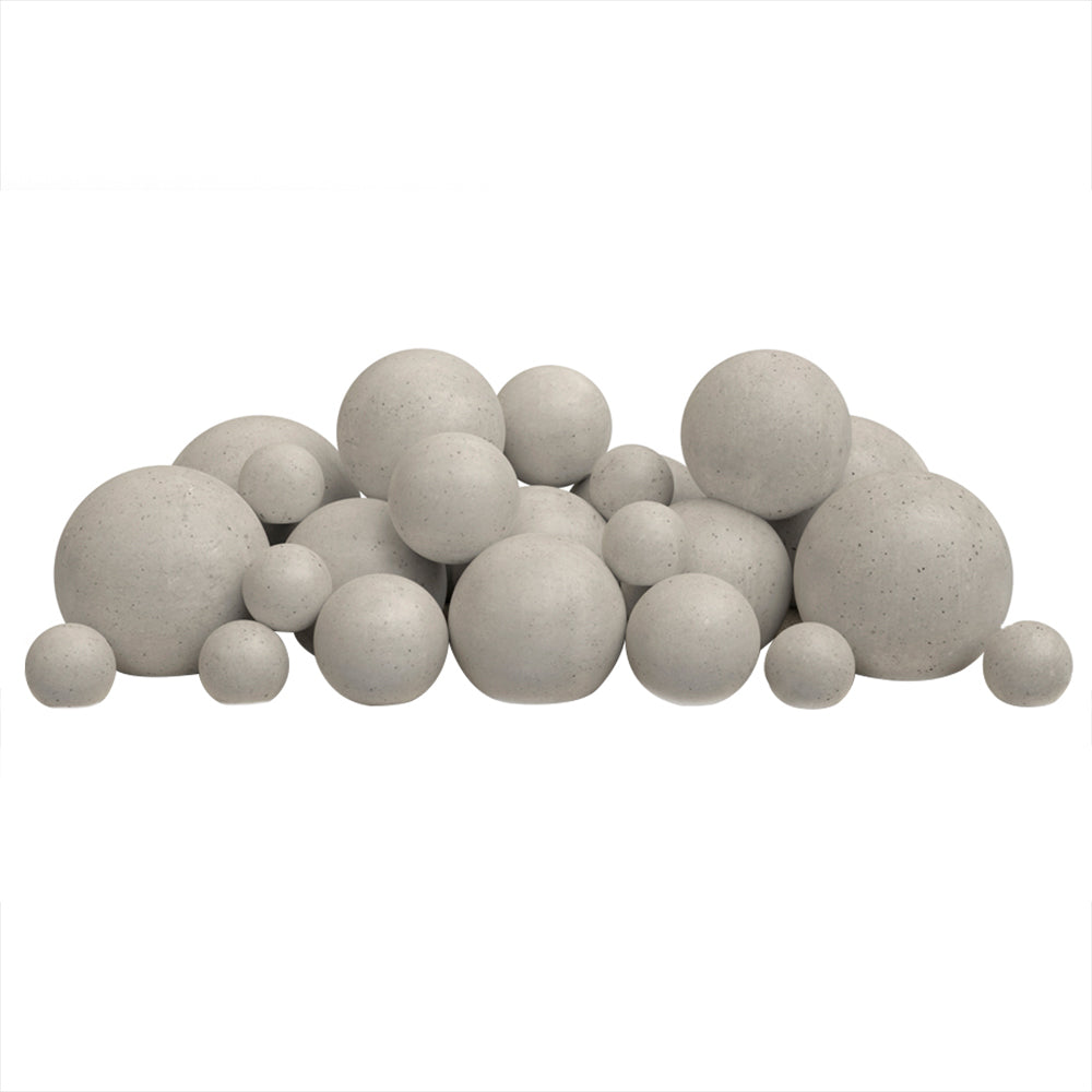 Matte gray stone mixed fire sphere set, assorted sphere sizes
