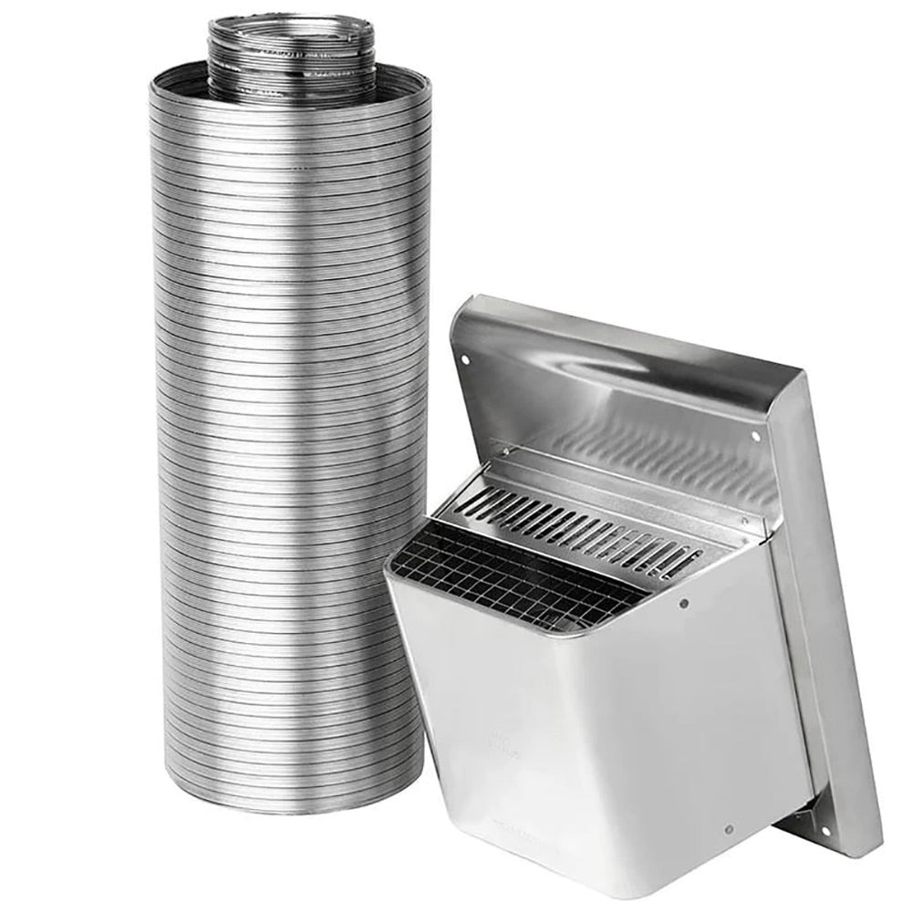 Galvanized vent kit with corrugated pipe and rectangular top vent with louvered opening