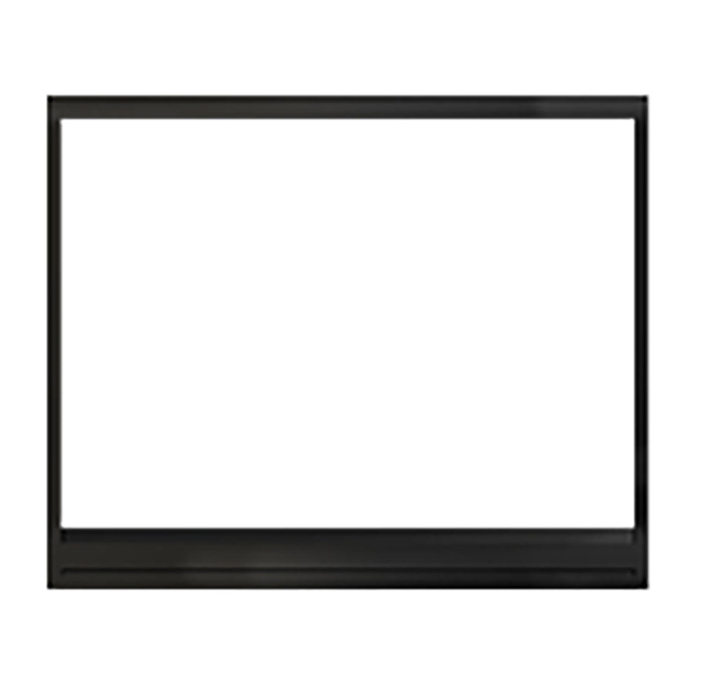 Black rectangular fireplace front facade with glass panel