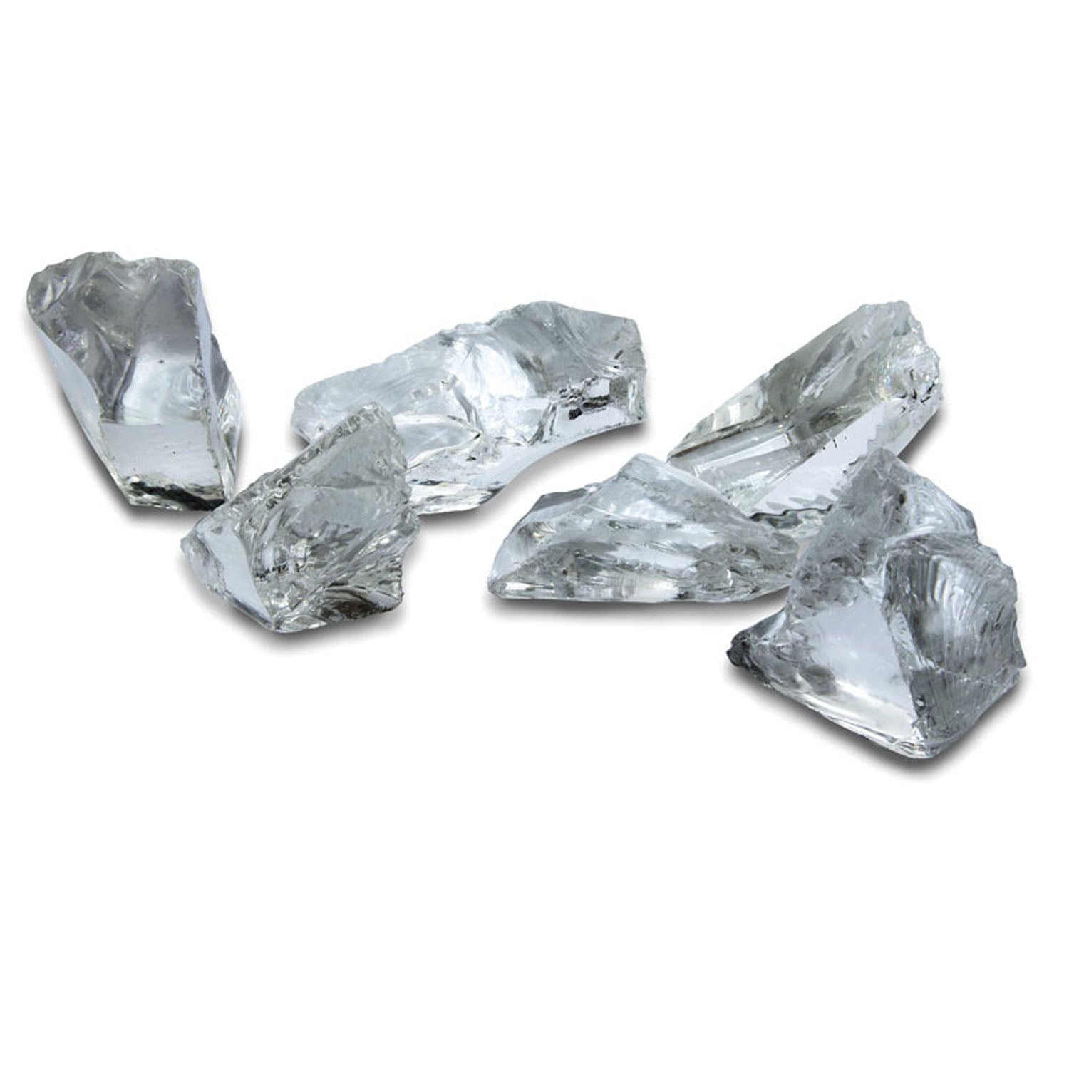 Mini clear glass nuggets, set of 6—faceted transparent rocks