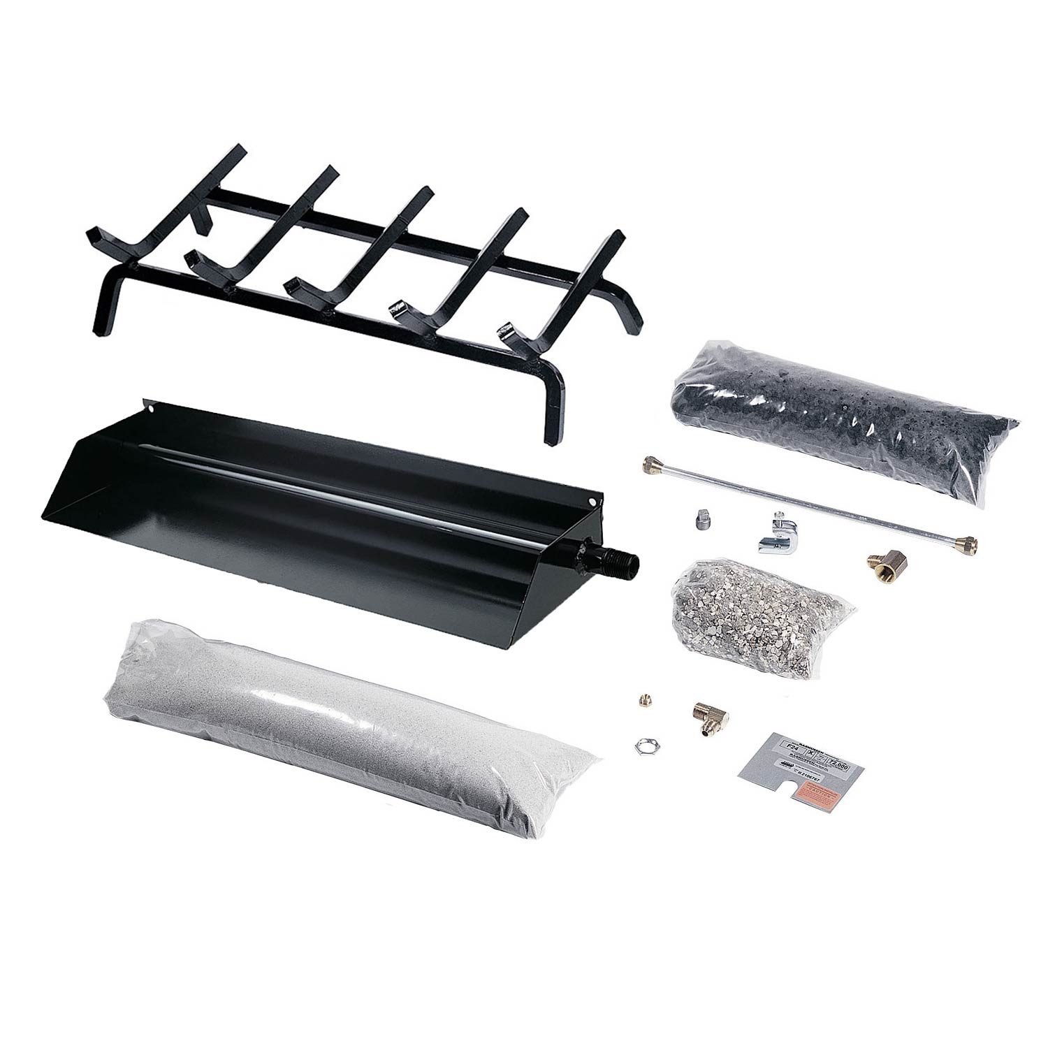Rasmussen BFH ember burner and grate kit with black burner box and metal grate bars