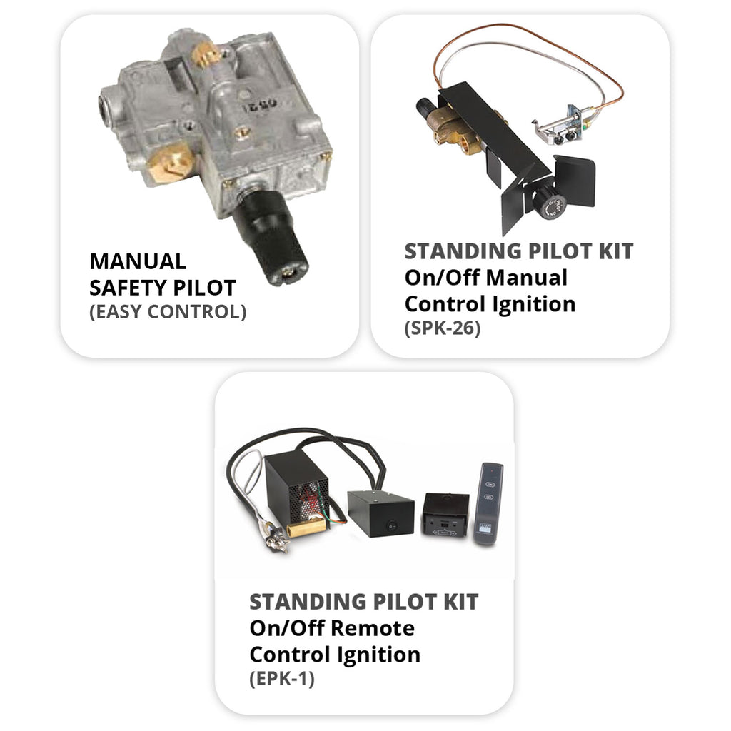 Standing pilot safety kit components with control ignition module