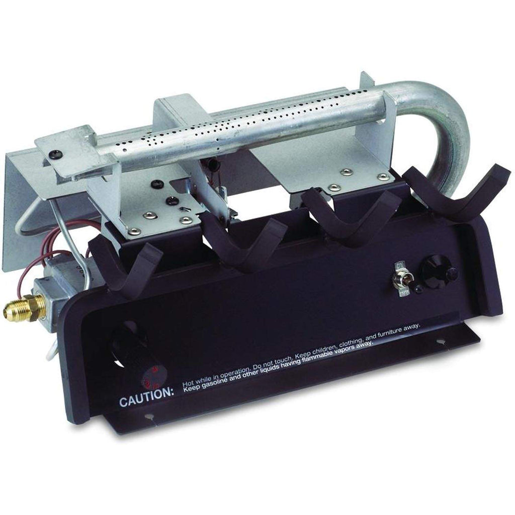 Ventless gas log burner valve assembly with metal manifold and ignition components