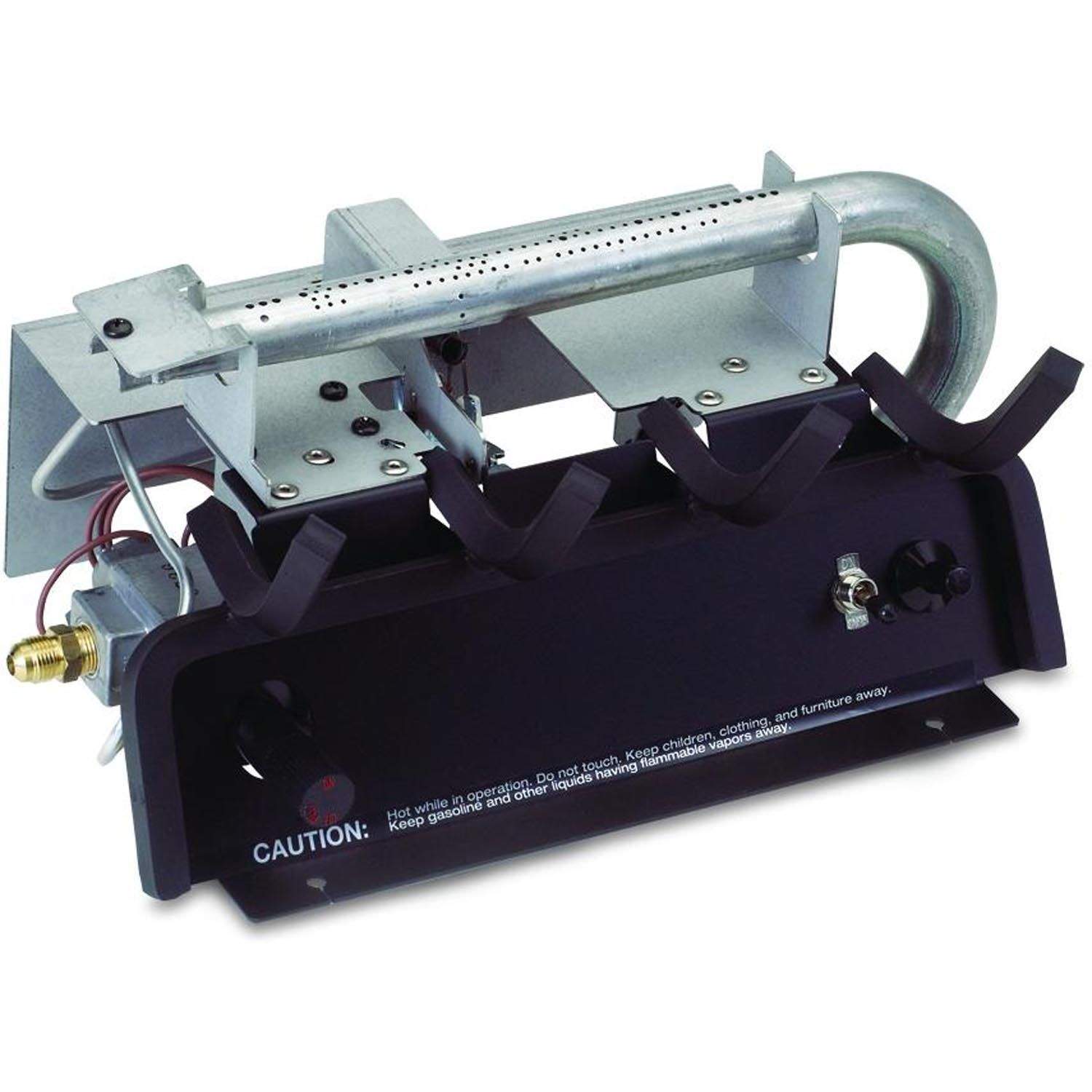 Ventless gas log burner valve assembly with metal manifold and ignition components