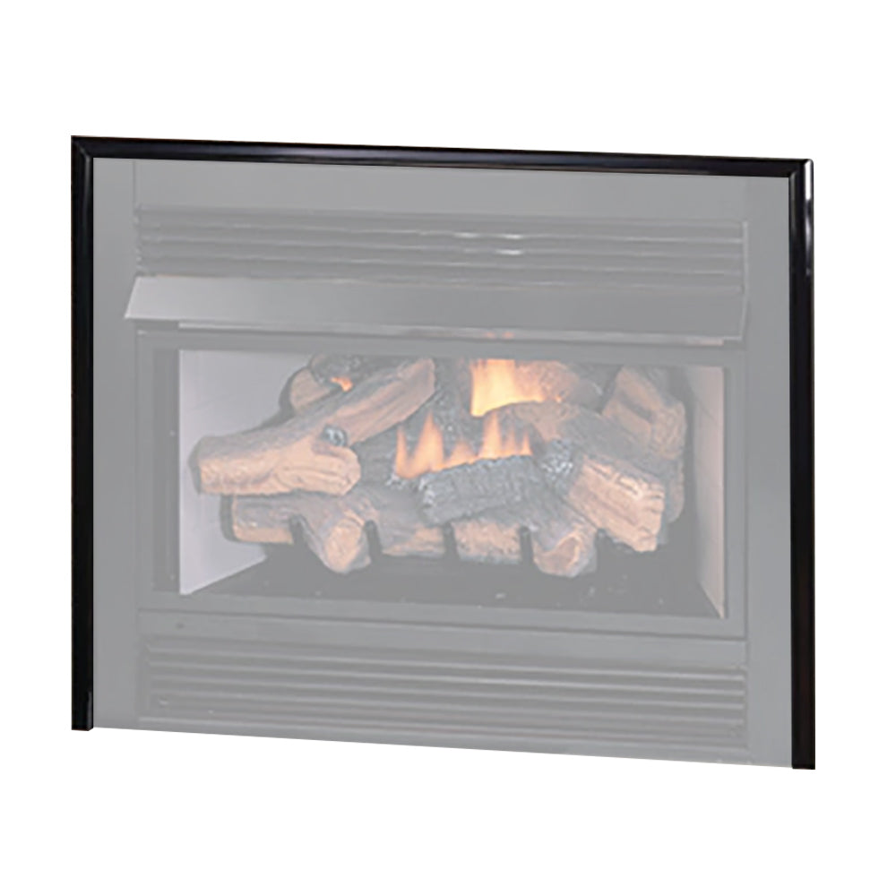 32-inch perimeter trim kit with black frame for gas fireplace