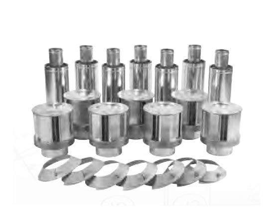 Stainless steel 4x7 direct vent roof terminals with flashing bands, pack of 7