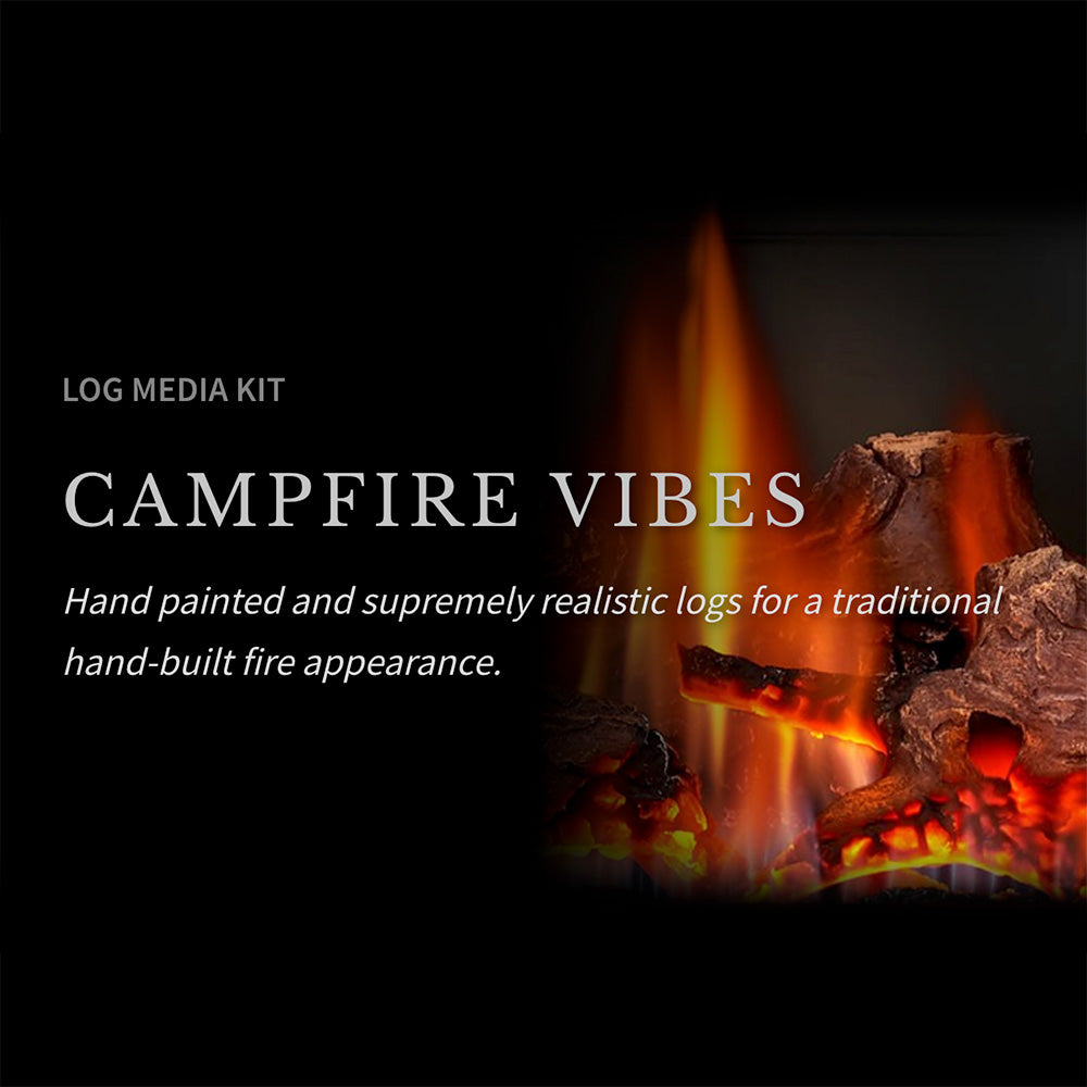 Gas log media kit with realistic logs and glowing flames