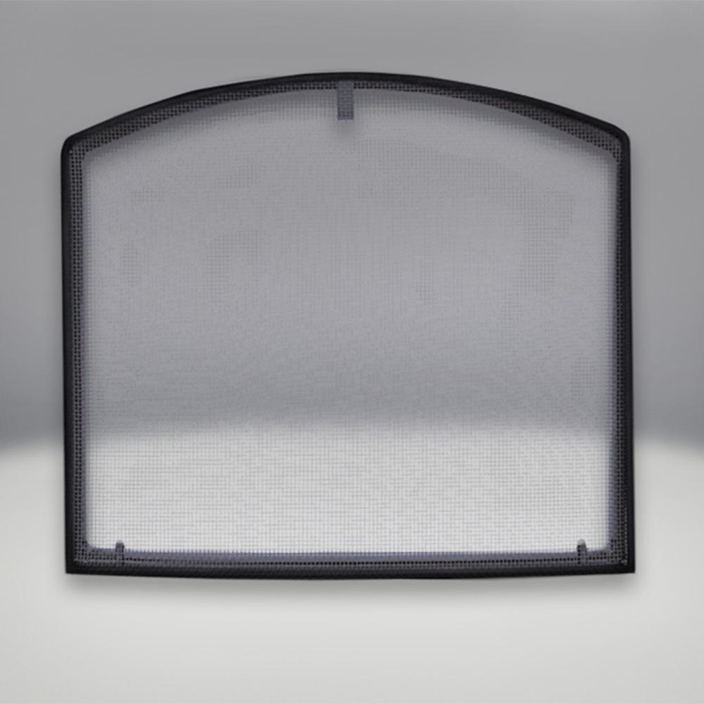 Black-framed firebox glass screen panel