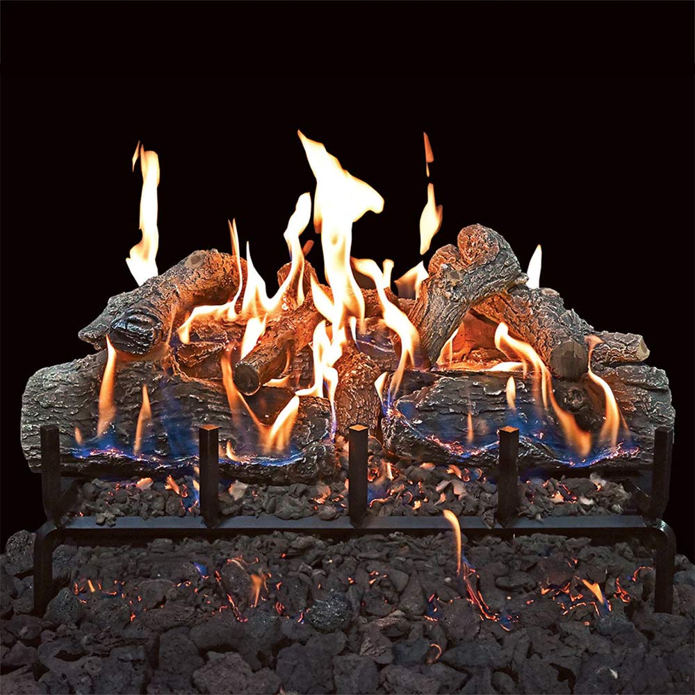 Grand Canyon GlowFire Arizona Weathered Oak Charred Vented Lava Burner Electronic Ignition Gas Log Set (GFWOC-LAVA-KIT)