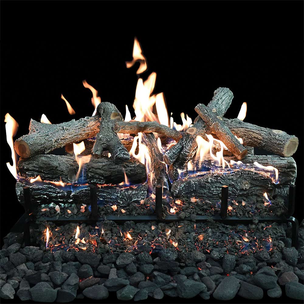 Grand Canyon GlowFire Arizona Weathered Oak Charred Vented Lava Burner Electronic Ignition Gas Log Set (GFWOC-LAVA-KIT)