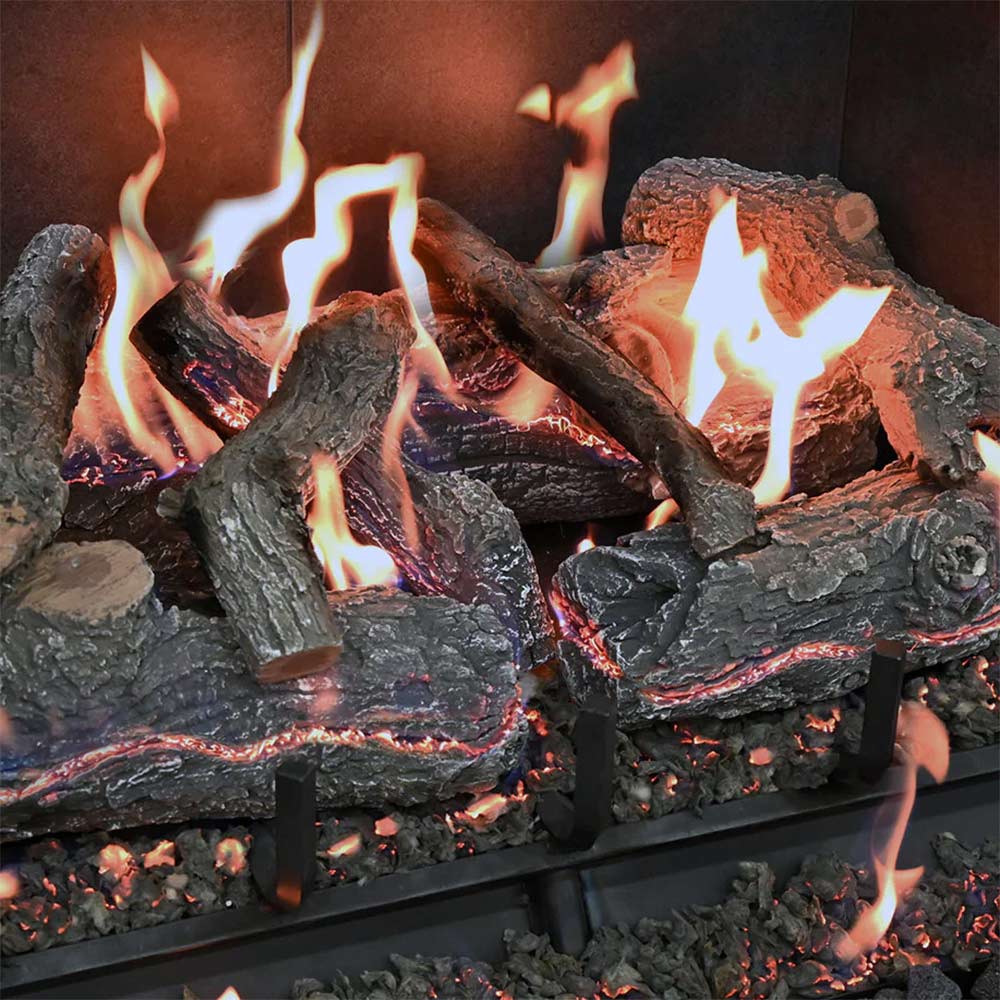 Grand Canyon GlowFire Arizona Weathered Oak Charred Vented Lava Burner Electronic Ignition Gas Log Set (GFWOC-LAVA-KIT)
