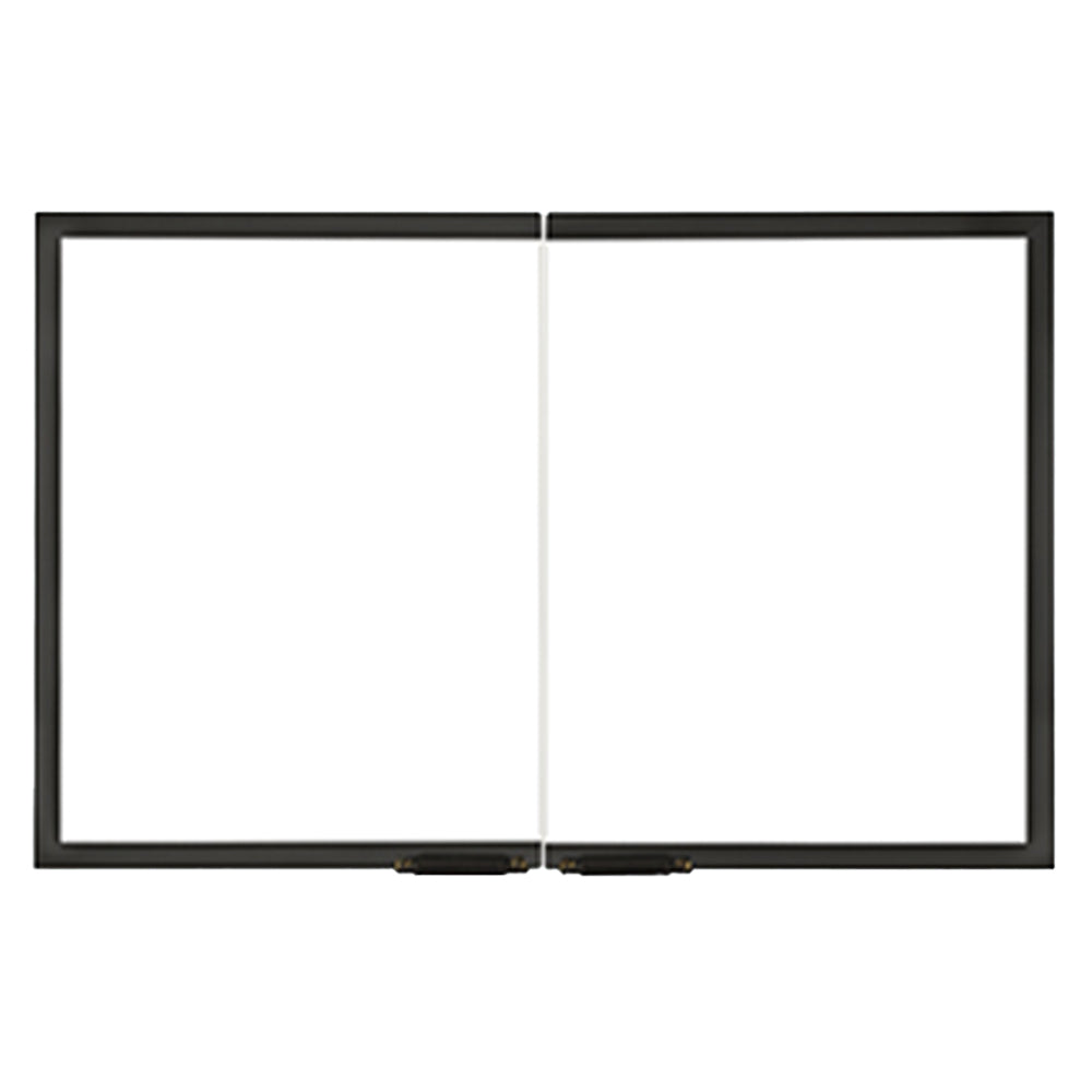 Gasketed glass cabinet doors with black frame and clear dual panels