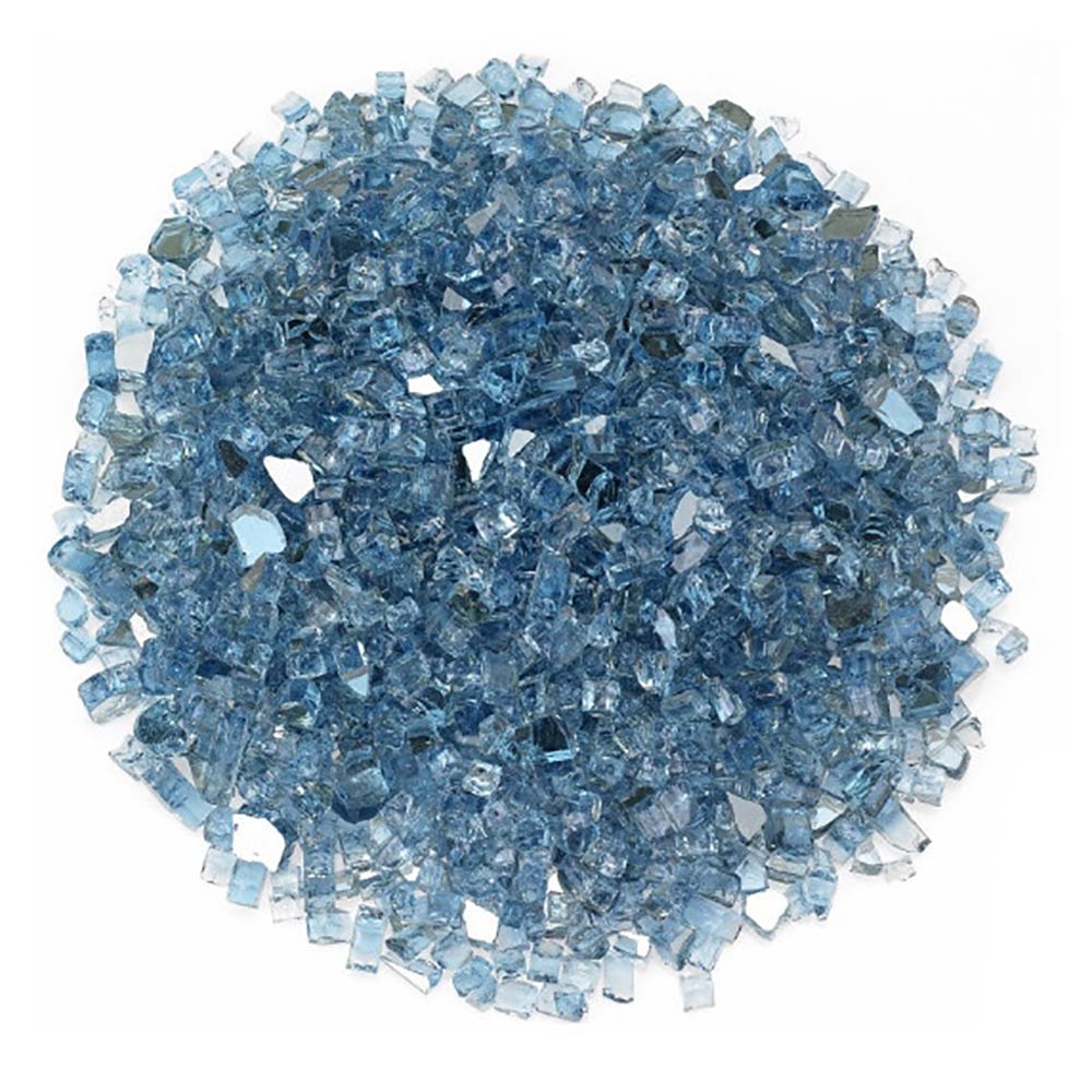 Sapphire blue fire glass crystals, round pile of small glass pieces