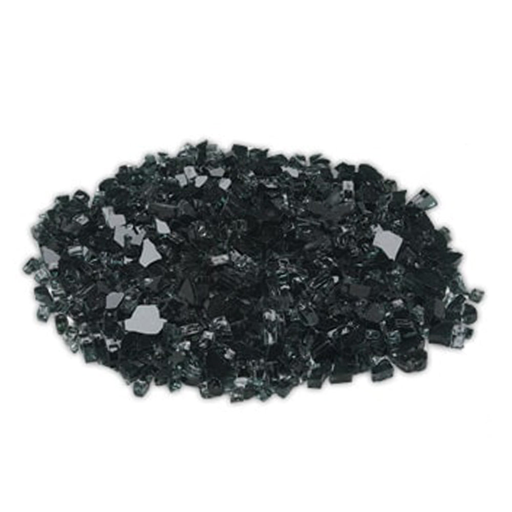 Onyx black glass media chips, loose pile