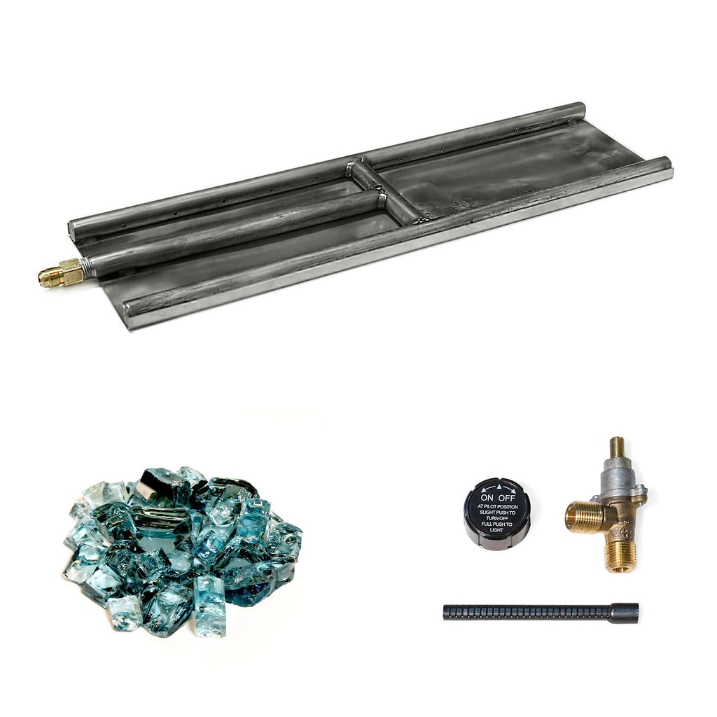 Grand Canyon Outdoor Stainless Steel H-Style Glass Burner with Media