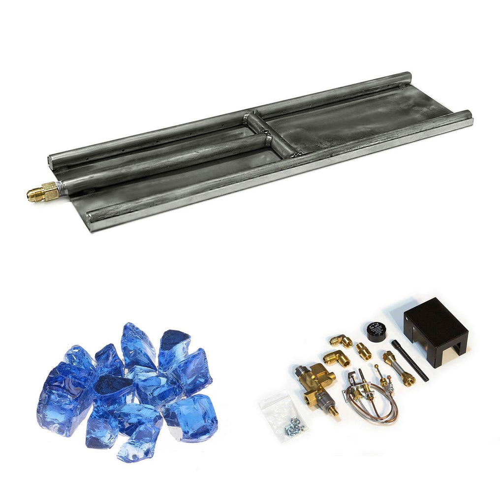 Grand Canyon Outdoor Stainless Steel H-Style Glass Burner with Media