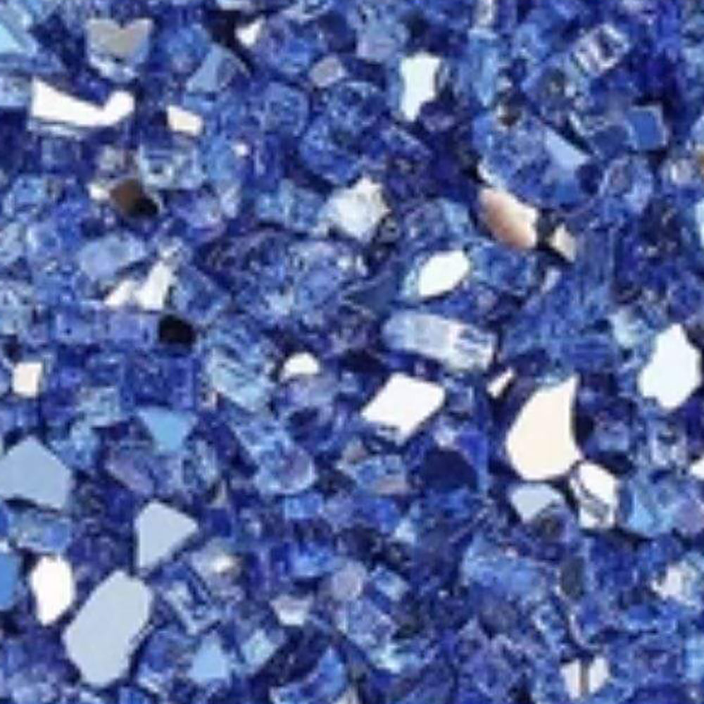 Sapphire blue large crushed glass media with clear and white glass pieces