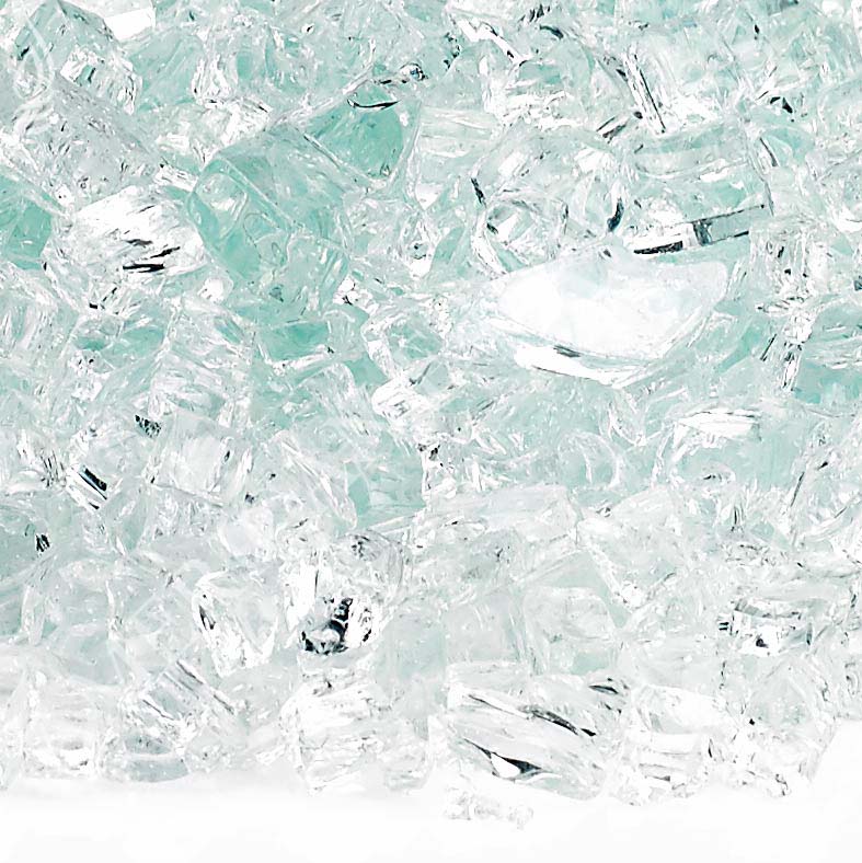 Platinum fire glass shards, translucent pale aqua and clear glass pieces