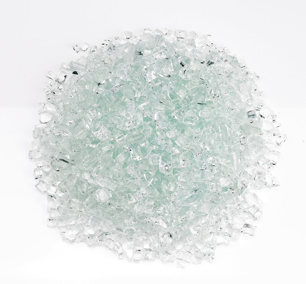 Platinum fire glass stones with clear and light aqua shards