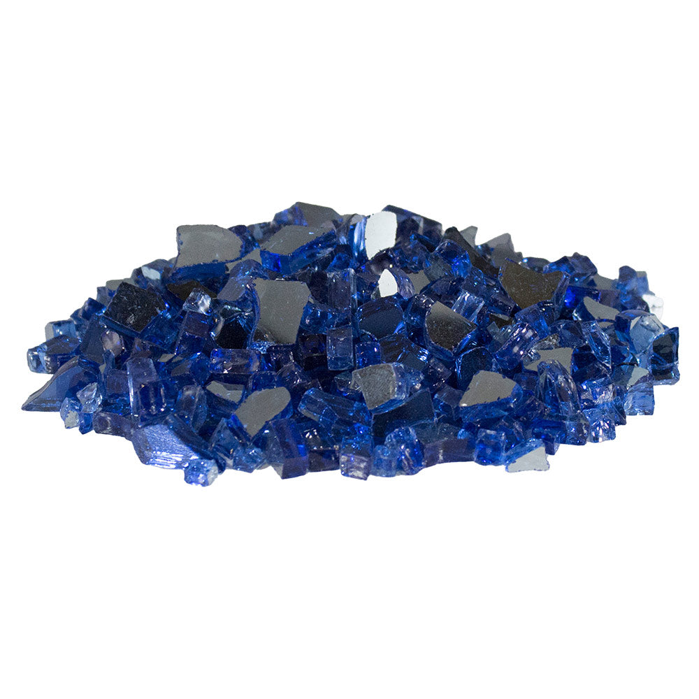 Reflective cobalt blue fireglass chunks, 1/2 to 3/4 inch size assortment