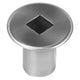 Metal gas valve cover cap in brushed pewter finish with square recess