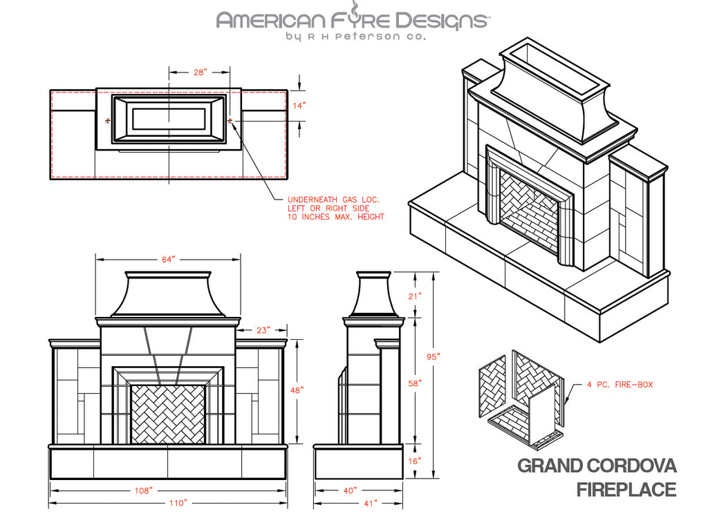 American Fyre Designs Grand Cordova Outdoor Gas Fireplace
