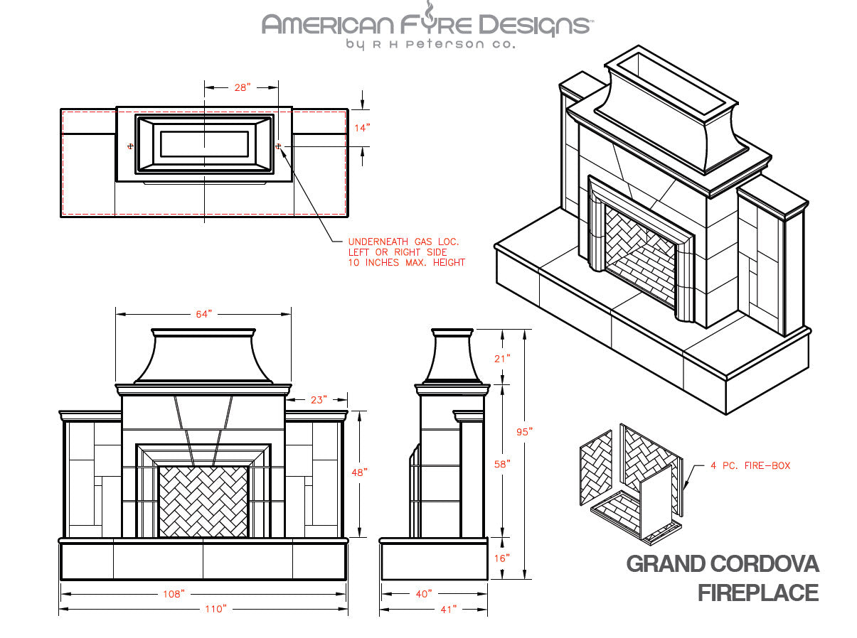 American Fyre Designs Grand Cordova Outdoor Gas Fireplace