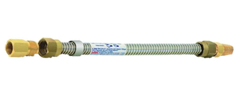 Whistle-free stainless gas flex line, 3/4 in FIP to 3/4 in MIP brass ends
