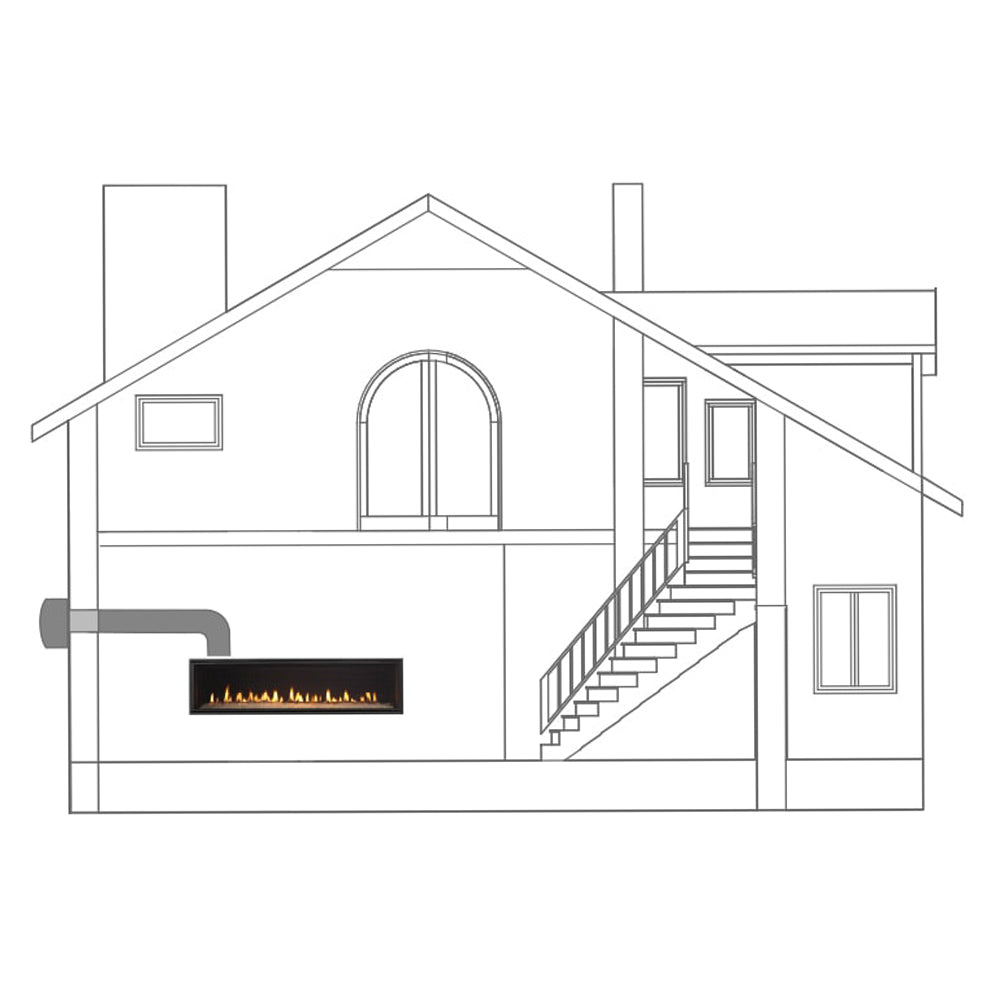 Fireplace insert with dark firebox opening and visible flames
