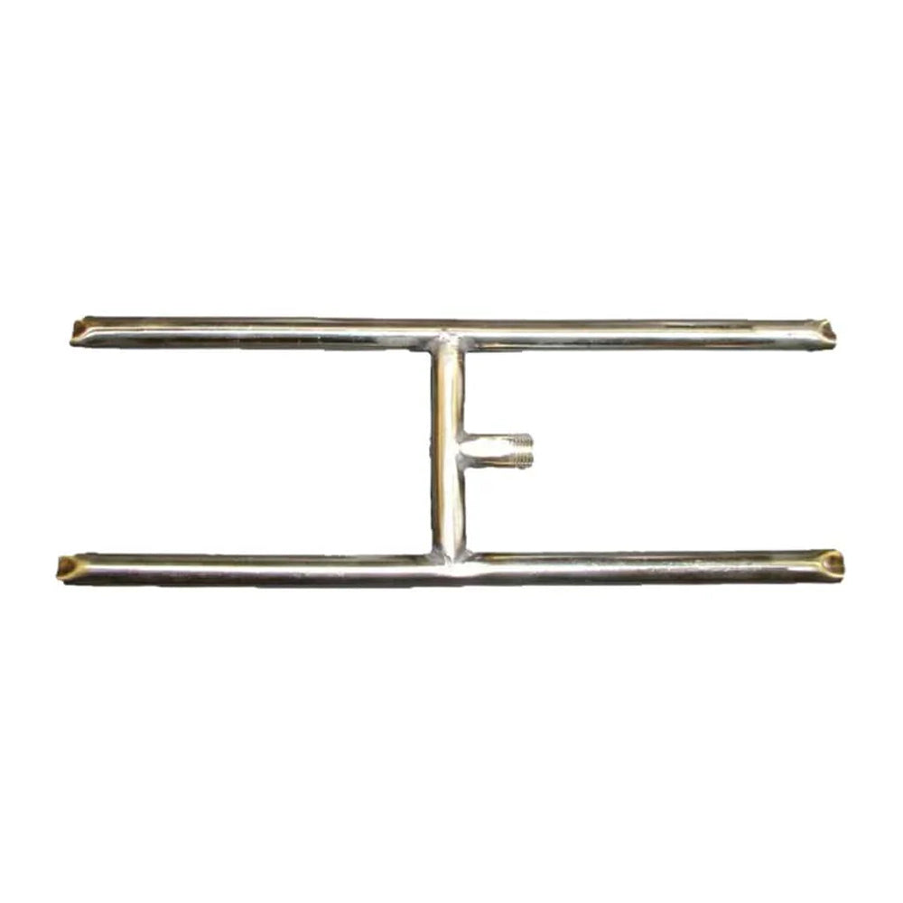 Stainless steel H-tube burner with gas fittings