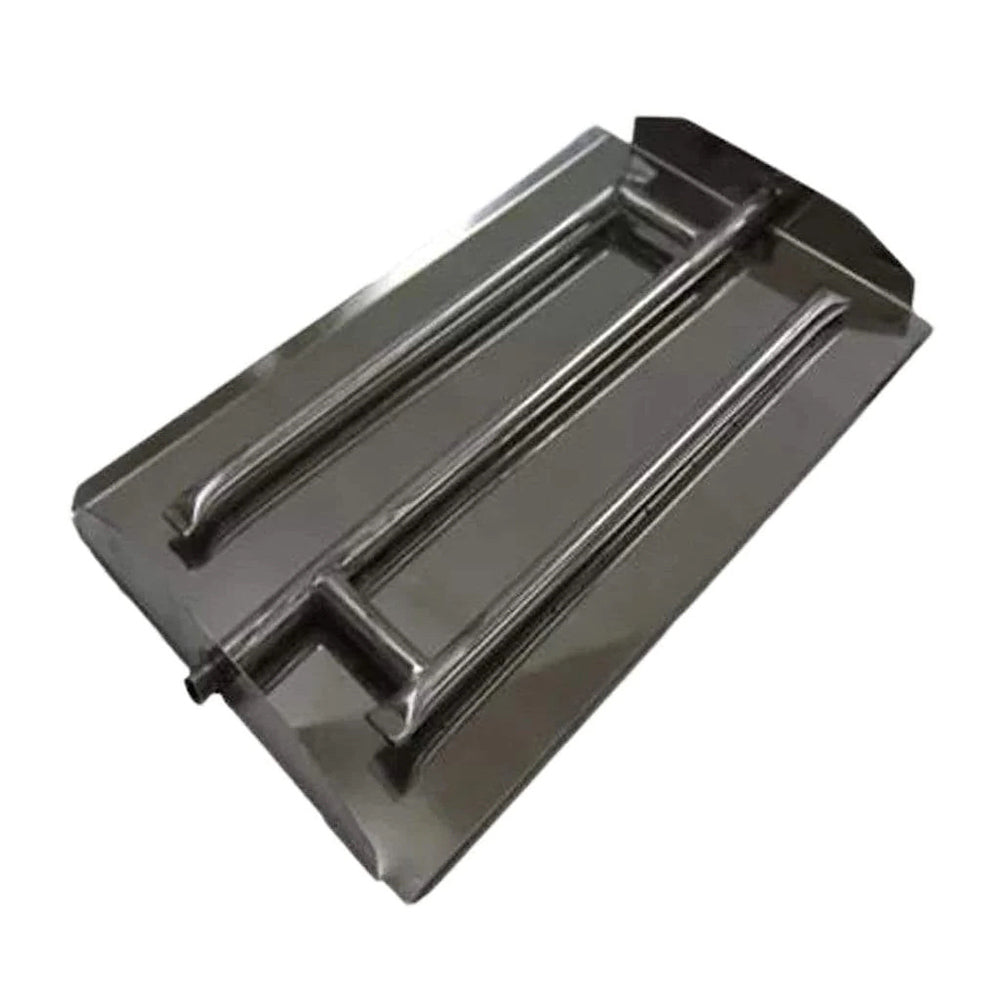 Stainless steel S-burner tray with three gas tubes and safety pilot