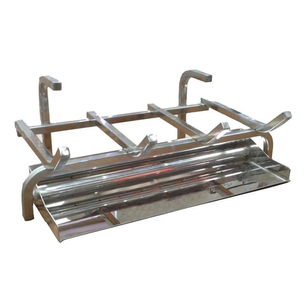 Stainless steel gas log burner kit with metal grate and ignition frame
