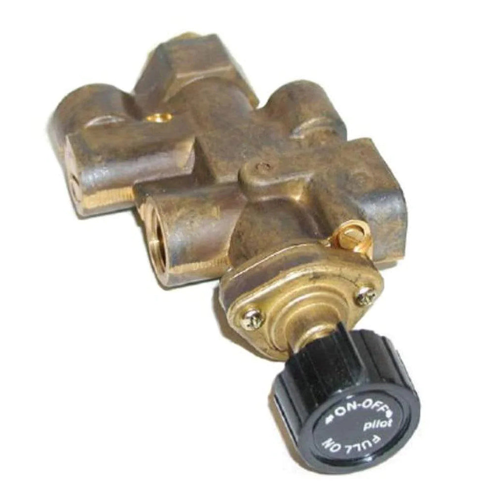 Manual safety pilot valve control with brass body and black ON-OFF pilot knob