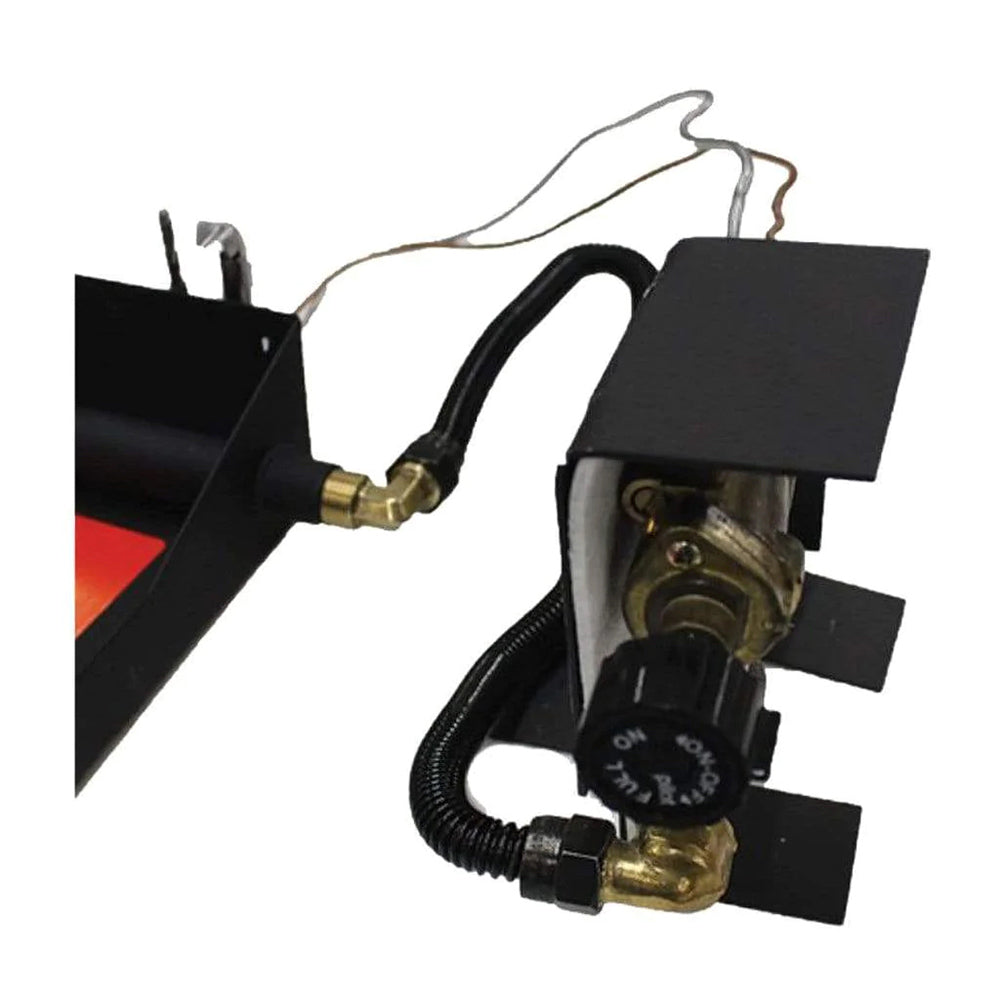 Black safety pilot control assembly with brass valve fittings and wiring harness
