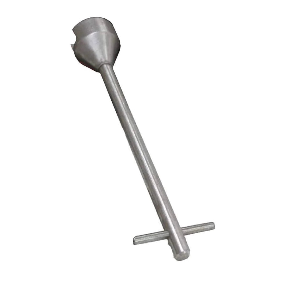 Metal extension handle for manual gas valve, with conical head and crossbar grip