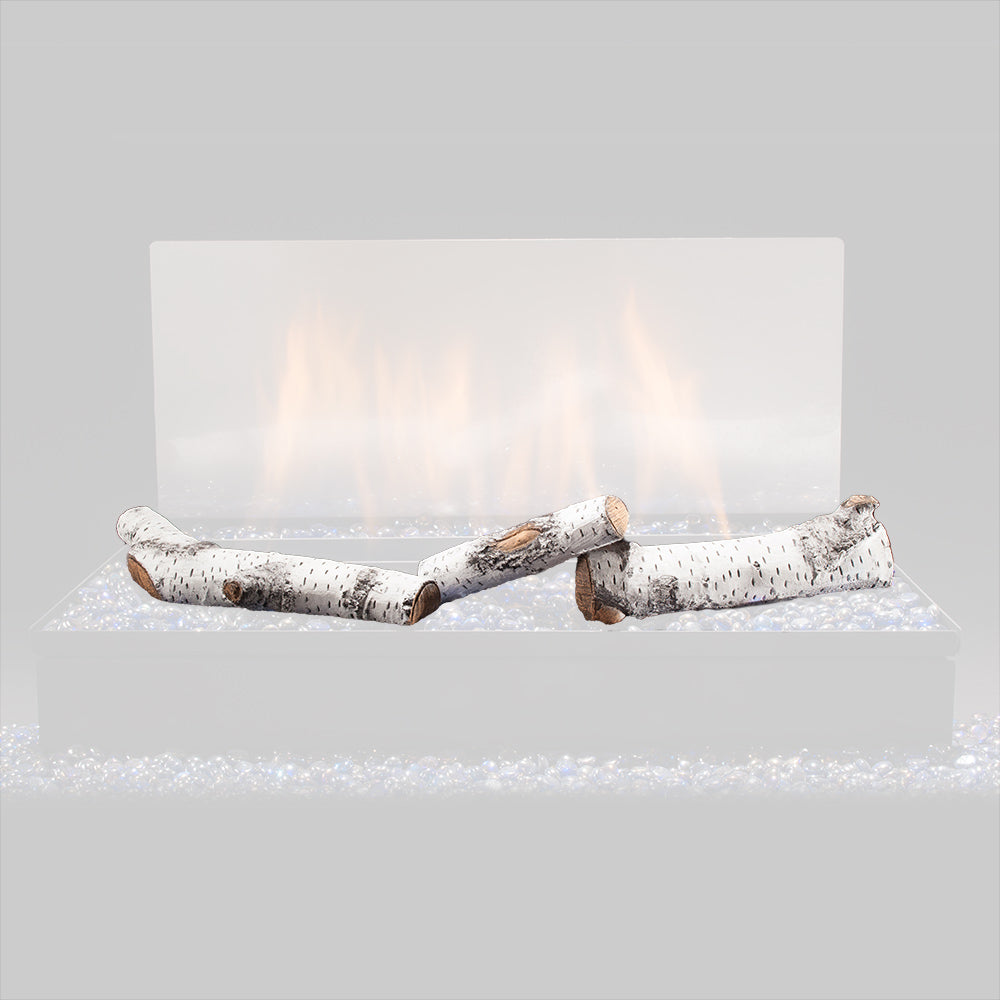 Aspen twig kit for vent-free burner with faux logs and glowing flames