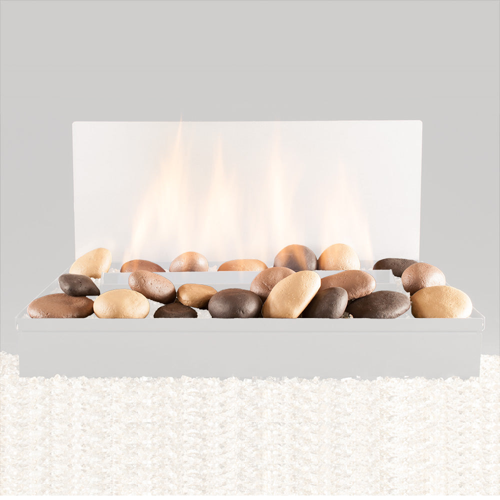 Multi-color river stone set for vent-free burner, assorted beige, brown, gray stones